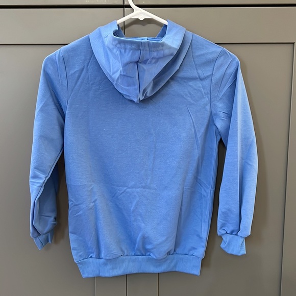 {Baby Fashion}Kids 7/8 (130)Light Blue Cartoon Hooded T-shirt - Picture 3 of 4